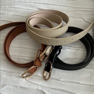 Amazon Women's Leather Belt Trio - Black, Brown, and Cream